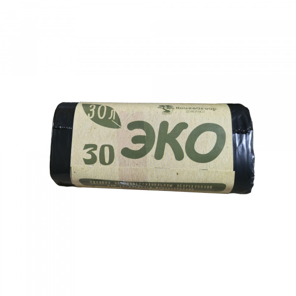 ЭКО Мешки мусорные 30л. повышенной прочности 50см*55см, ПНД, черные (30шт/рул) (20рул/упак)