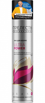 Прелесть Professional Лак для волос "ULTRA POWER" экстремальная фиксация 300см3 (2018)/12  /20-005