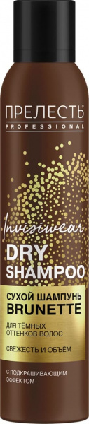 Подкрашивающий сухой шампунь для волос Прелесть Professional Invisiwear для брюнеток 200 см3