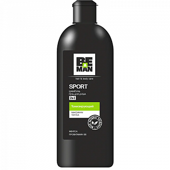 Шампунь и гель для душа  "BE a MAN" Шампунь "Sport" тонизирующий 360мл