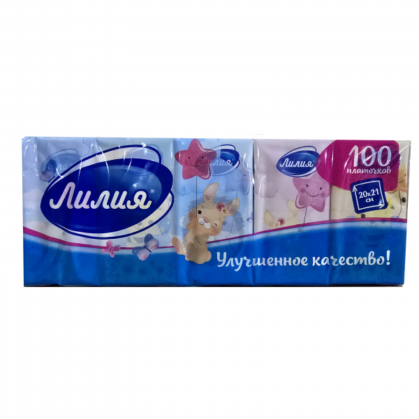 Платочки Лилия Детство 2сл 10л (10шт в упаковке) /24 Белый цвет