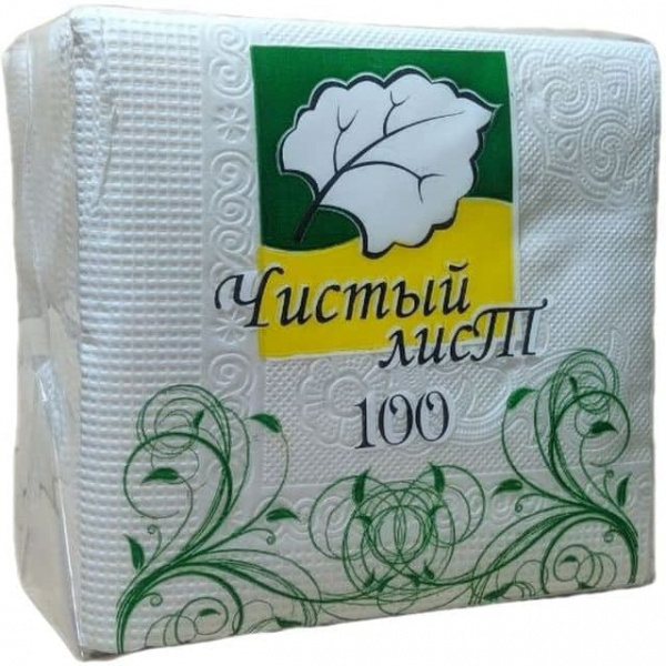 Салфетки бумажные Чистый лист 100л 1уп/16шт